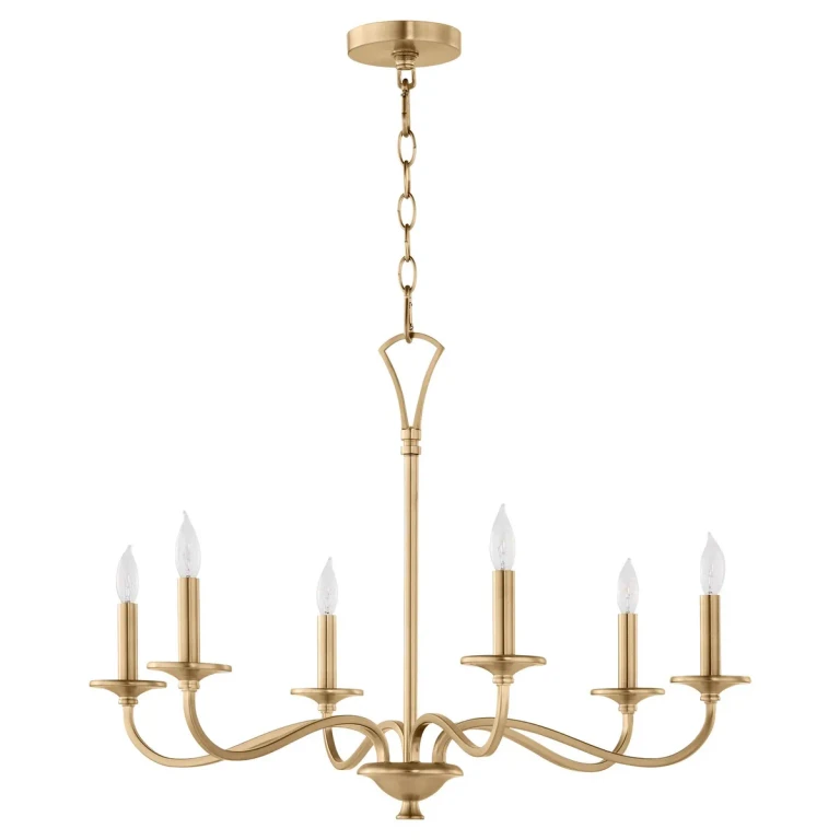 Aged Brass Six Light Chandelier from the Maryse Collection