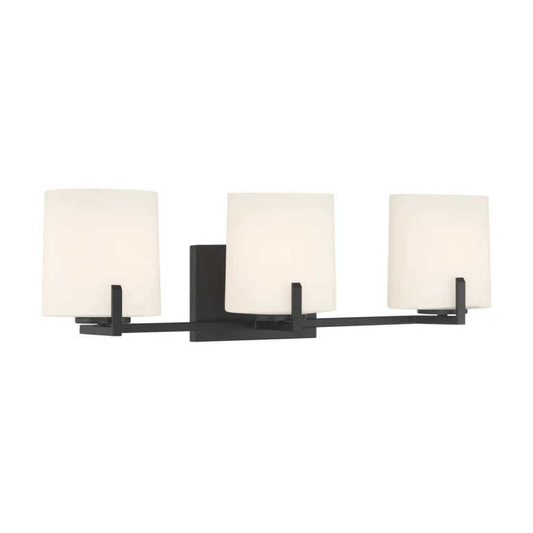 Dark Matte Black Bathroom Vanity Light from the Mirelle Collection