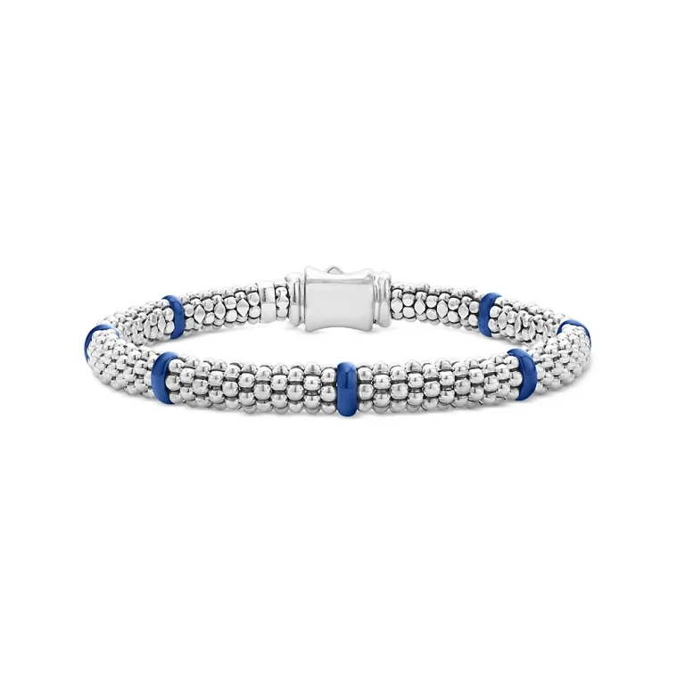 Lagos Ultramarine Ceramic & Sterling Silver Blue Caviar Station Bracelet