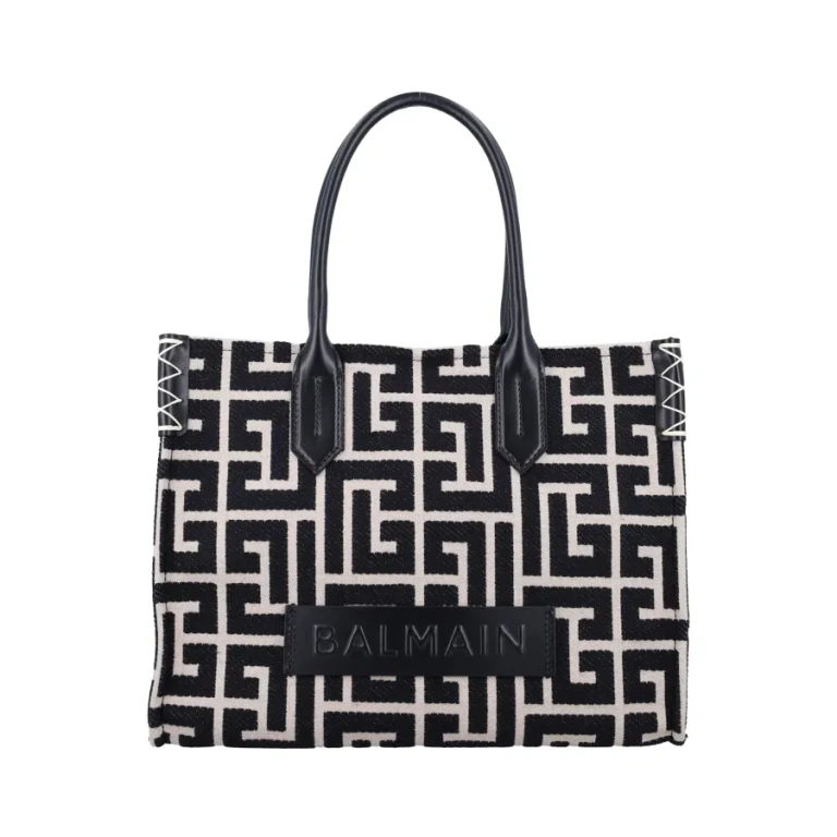 Balmain B-army Shopper 36 Bag In Pb Labyrinth Jacquard