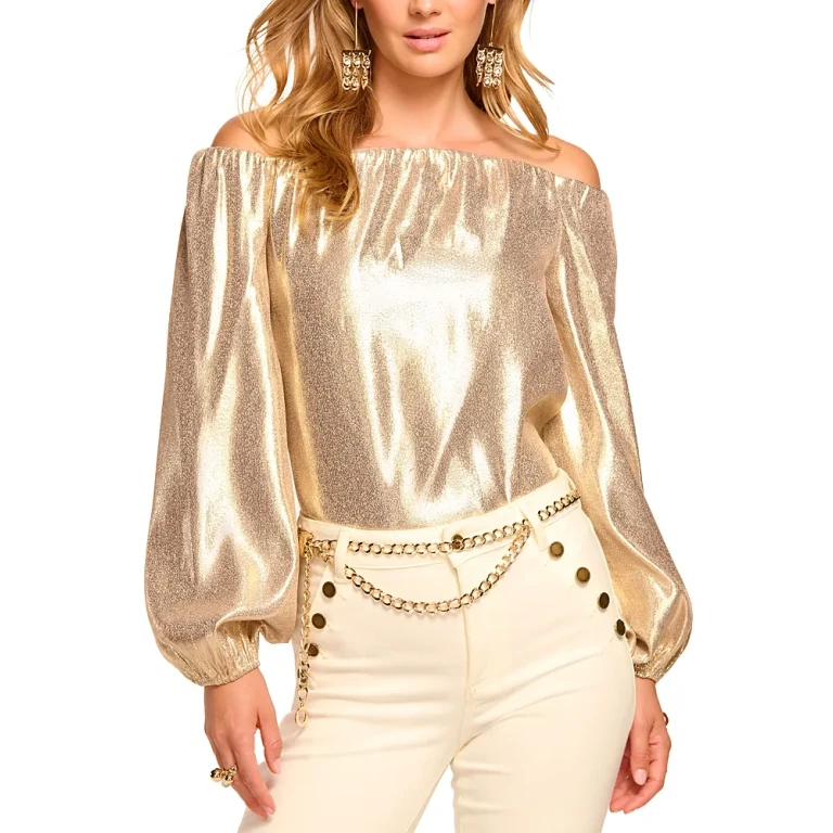 Ramy Brook Esther Silk Blend Metallic Top