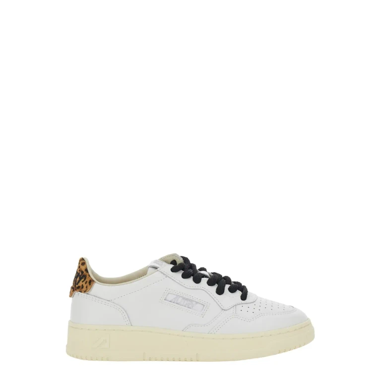 Autry medalist White Sneaker Low Top With Logo Imprinted On The Tongue And Animal Print On The Heel In Leather For Women