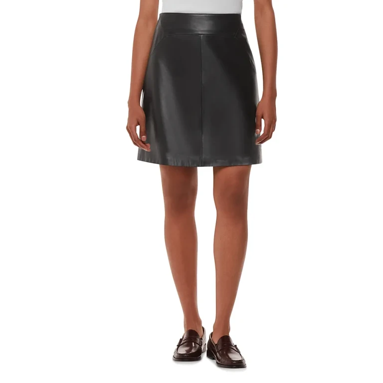 Whistles Petite Leather A Line Skirt