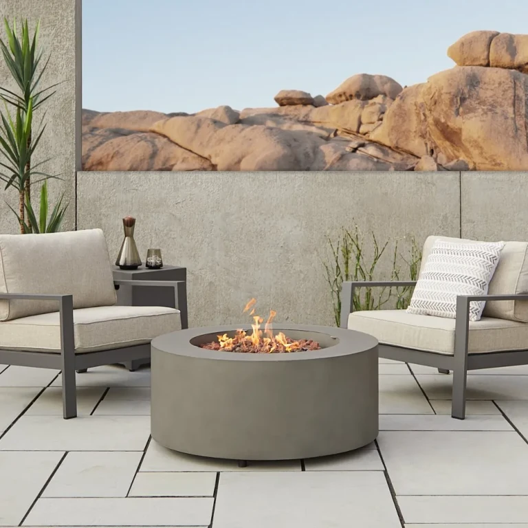 Aegean 36" Round Steel Gas Fire Pit Table in Black