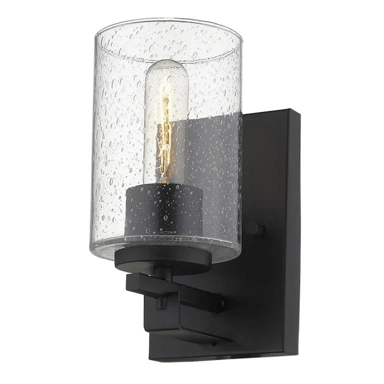 Matte Black One Light Wall Sconce from the Orella Collection