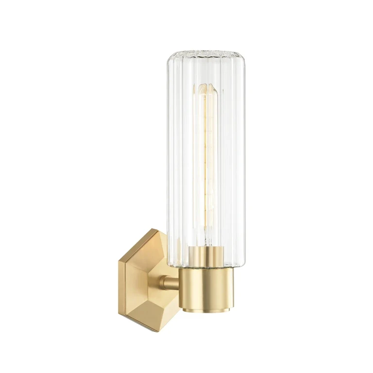 Aged Brass One Light Wall Sconce from the Roebling Collection
