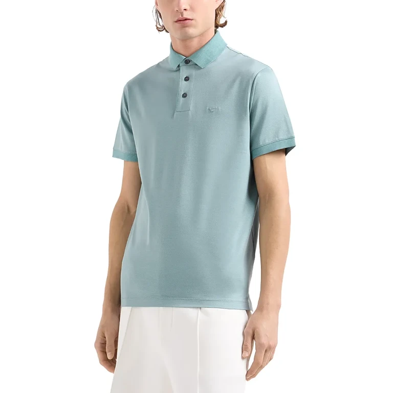 Emporio Armani Two Tone Micro Design Polo Shirt