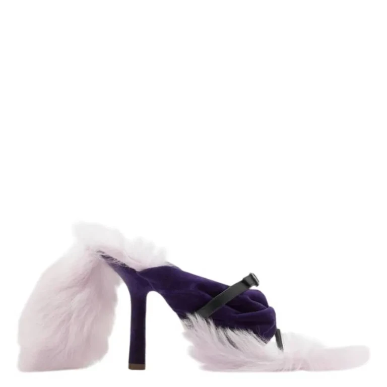 Burberry Shearling Step Post 105 Heel Sandals