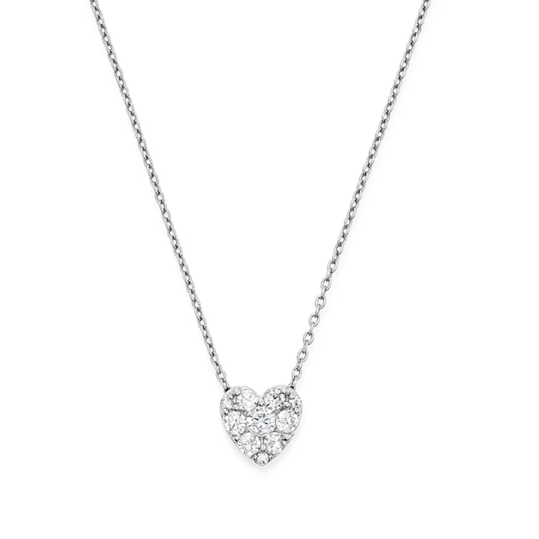 Diamond Heart Pendant Necklace in 14K White Gold, 0.50 tcw - Exclusive