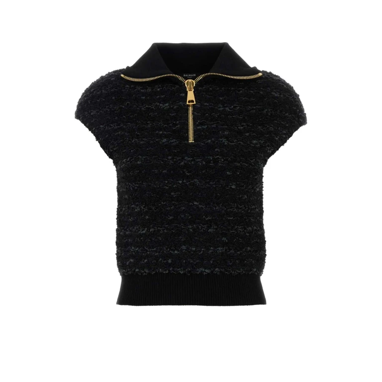 Balmain Melange Black Boucle Vest