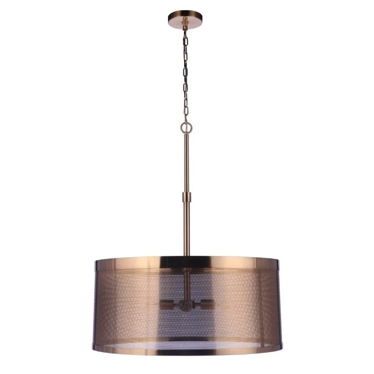 Satin Brass Four Light Pendant from the Mesh Collection