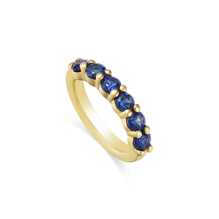 14K Yellow Gold Lab Grown Blue Sapphire Circle Charm