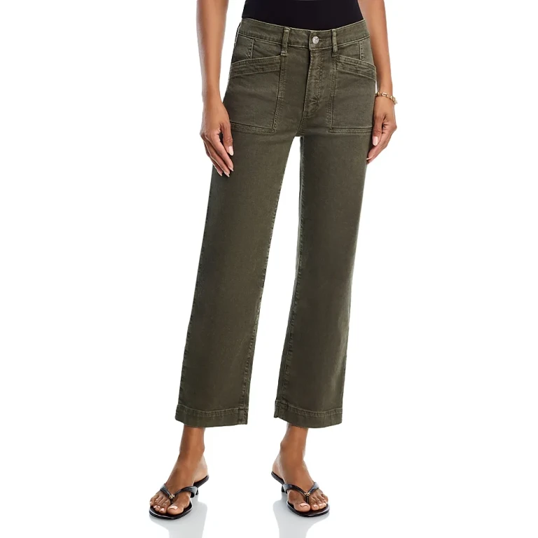 Paige Quincy Mid Rise Relaxed Ankle Jeans in Vintage Forest Moss