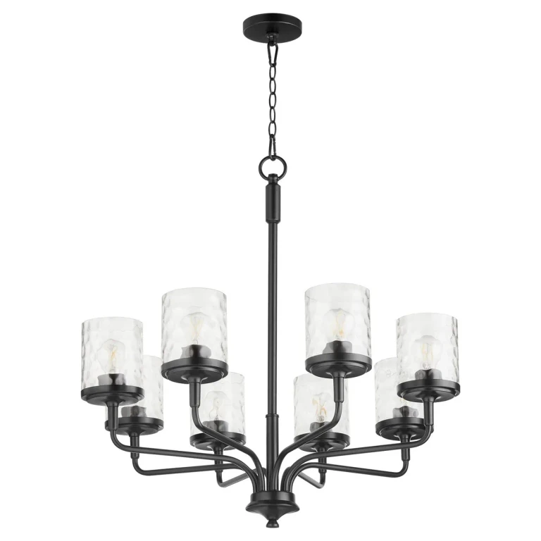 Matte Black Eight Light Chandelier from the Starky Collection