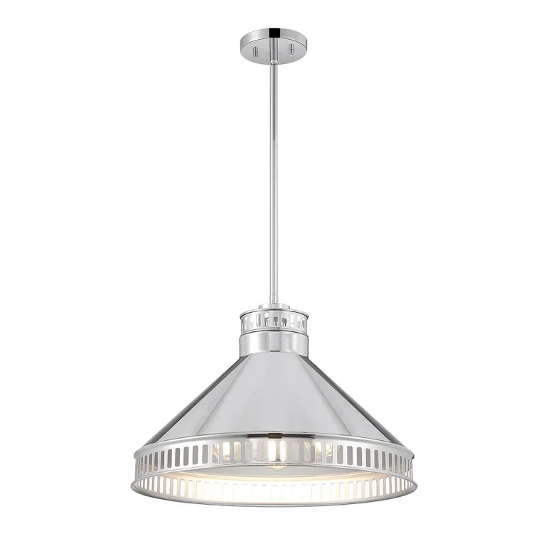 Polished Nickel Three Light Pendant from the Seagram Collection