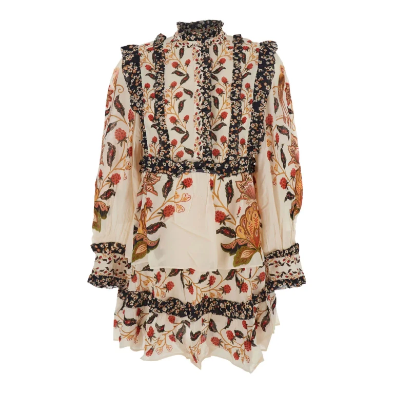 Farm Rio Multicolor Ruched Dress With All-over Floral Print In Viscose Blend Woman