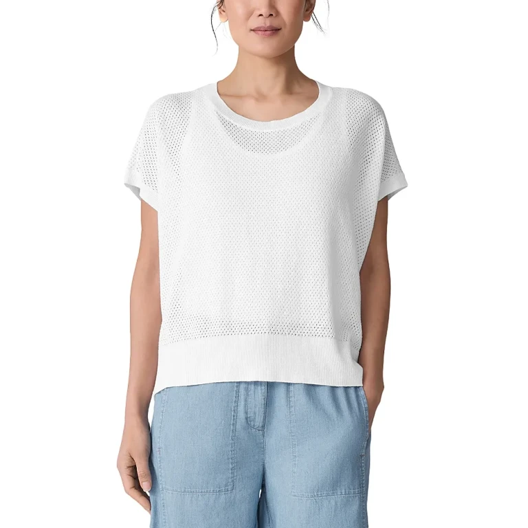 Eileen Fisher Linen & Cotton Crewneck Boxy Top