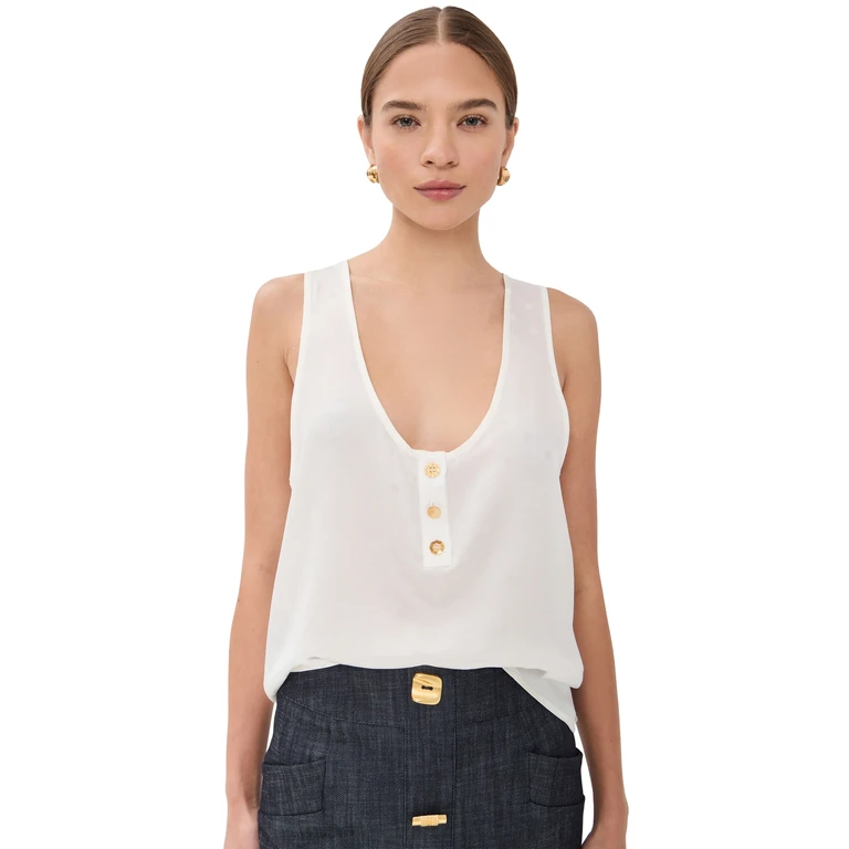 FRANÇOISE Poppy Tank Polka Dot White And White 38