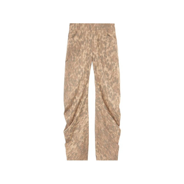 Ganni Trousers Beige Elastane - Women