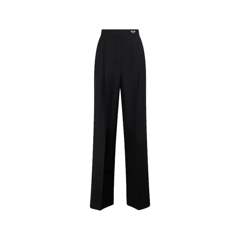 Prada Wool Classic Logo Pants Black Mohair - Women