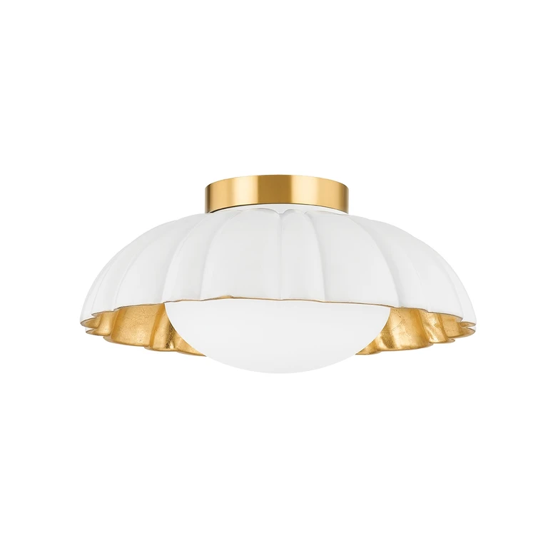 Aged Brass One Light Flush Mount from the Penelope Collection