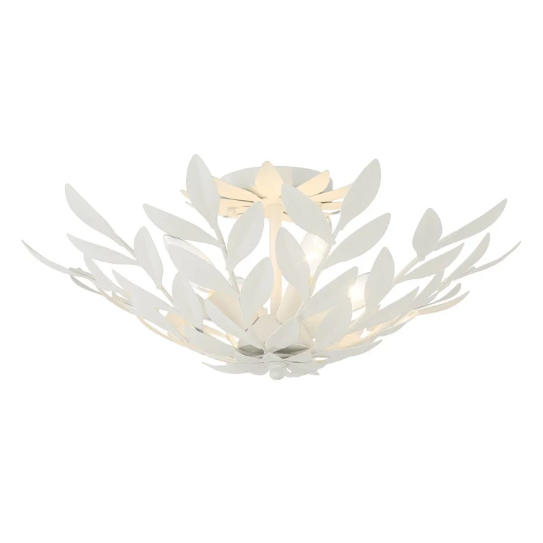 Matte White Semi Flush Mount from the Broche Collection