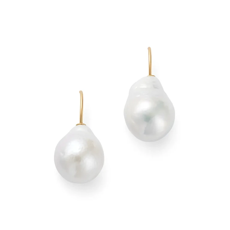 Cultured Freshwater Pearl Drop Earrings in 14K Yellow Gold