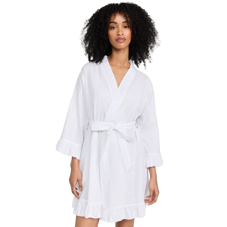Petite Plume Women's Swiss Dot Robe White S