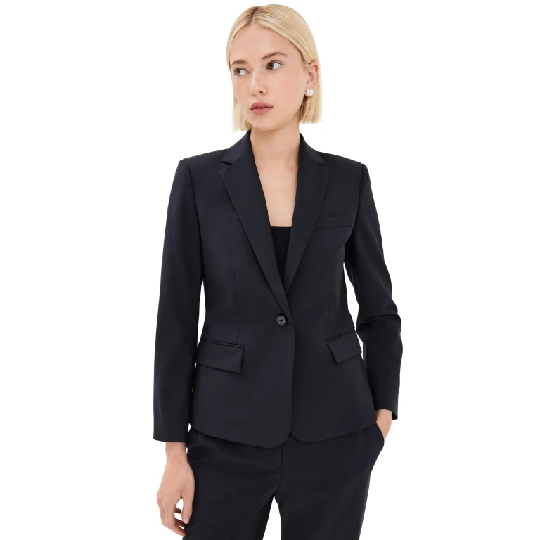 Theory 单粒扣修身西装外套 深蓝色 4码