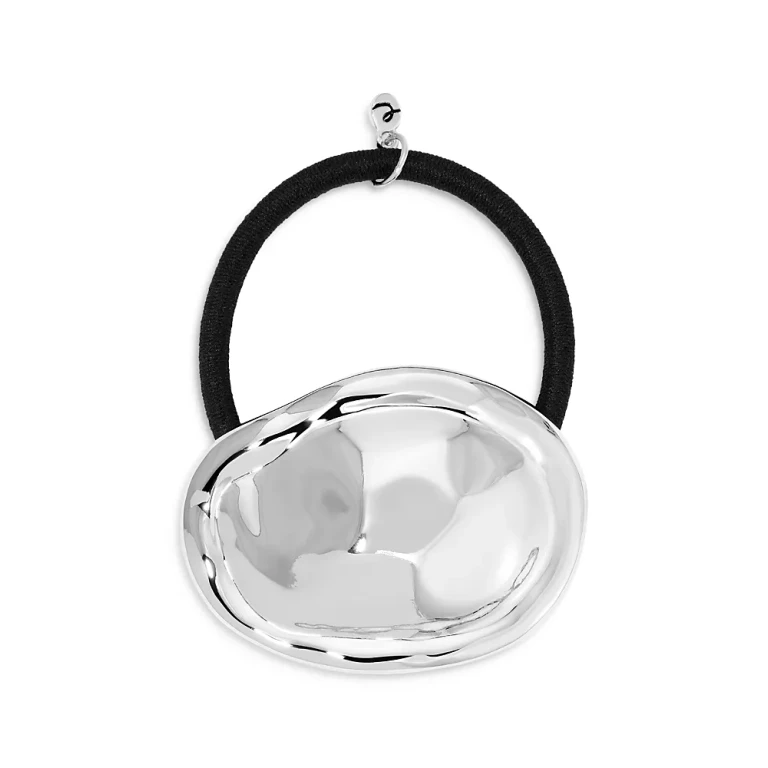 Ettika Liquid Lux Oval Hair Tie in Silver Tone