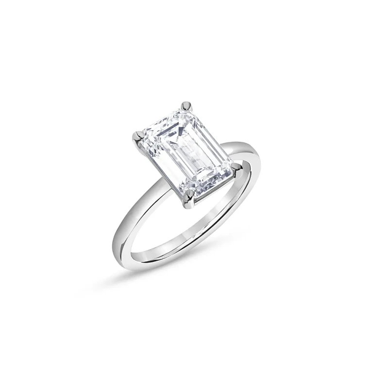 Certified Lab Grown Emerald-Cut Diamond Engagement Ring in 18K White Gold, 4.50 tcw