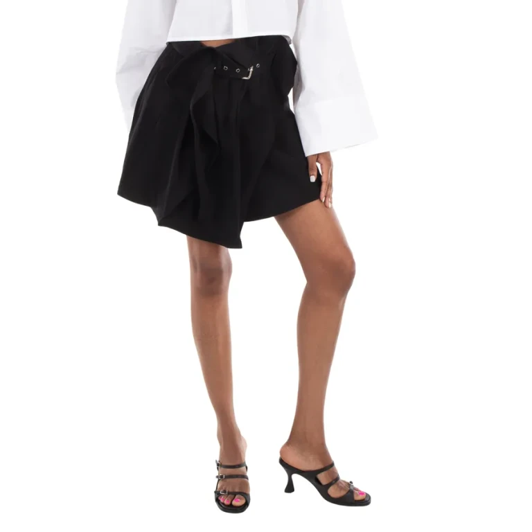 JW Anderson Asymmetric Draped Wool Mid-Rise Mini Skirt