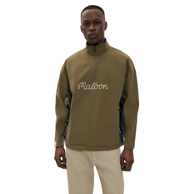 Malbon Tour Divot Performance Quarter Zip Jacket Bark Camo S