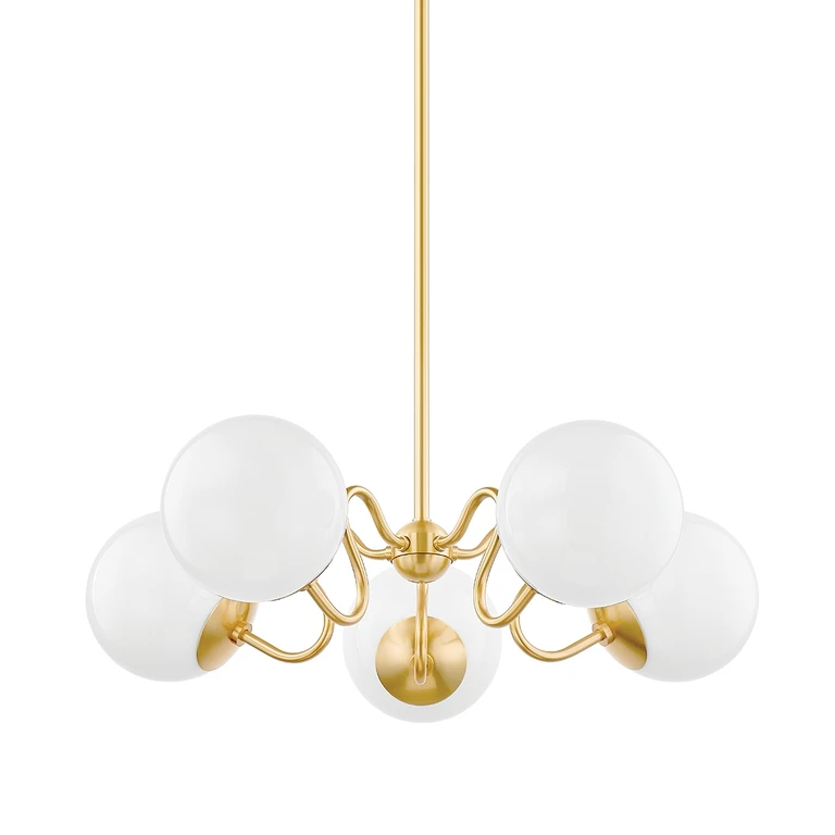 Aged Brass Five Light Chandelier from the Havana Collection