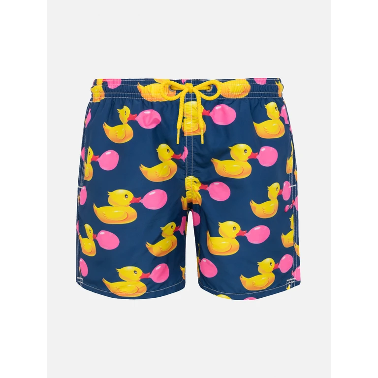 Mc2 Saint Barth Boy Swim Shorts With Ducky Print Big Babol Special Edition Blue Swimshort