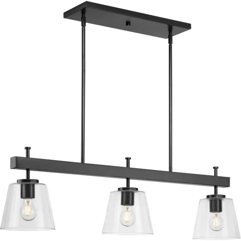 Matte Black Three Light Linear Island Chandelier from the Saffert Collection