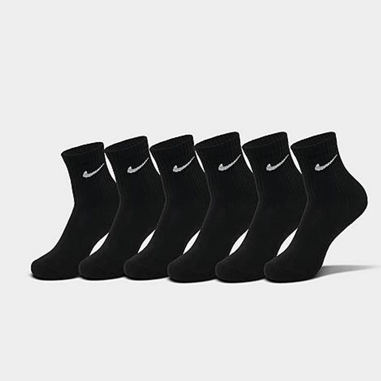 Nike Little Kids Dri-Fit Crew Socks (6-Pack) in Black Size: 5-7