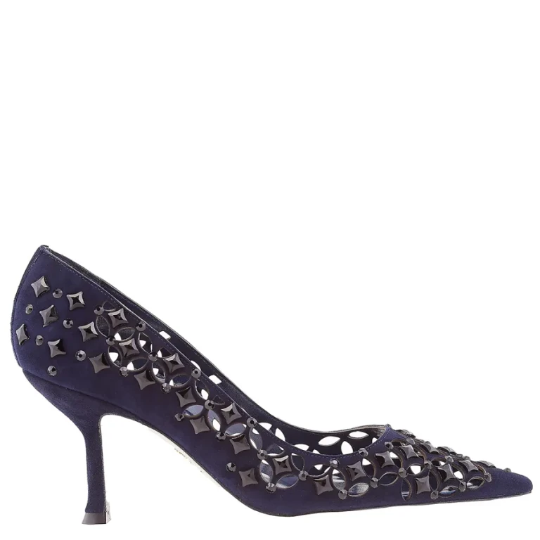 Rene Caovilla Trifora Crystal Suede Pumps