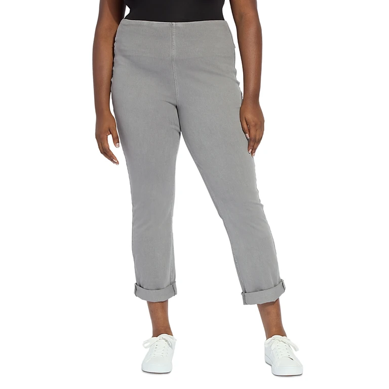 Lysse Plus Pull-On Boyfriend Jeans in Mid Wash