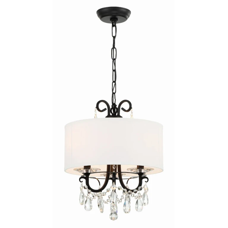 Matte Black Three Light Mini Chandelier from the Othello Collection