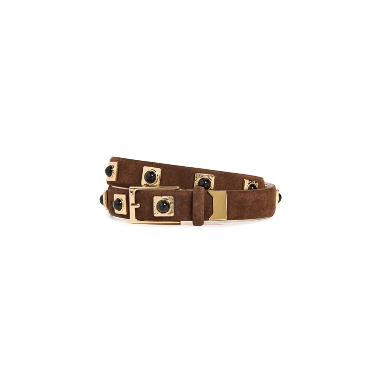 Aureum No. 2 Chocolate Suede Studded Belt Chocolate XXS