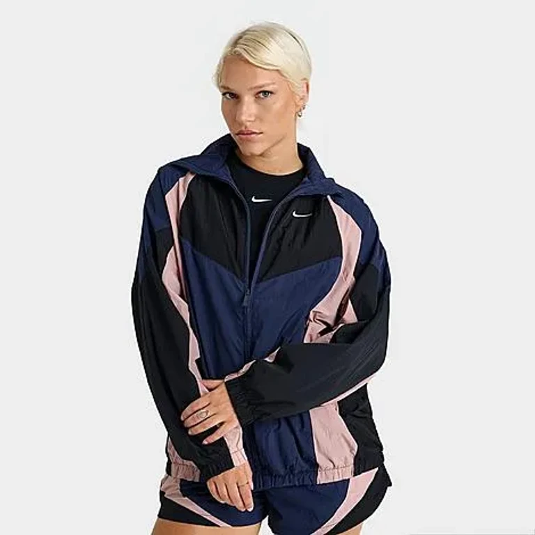 Nike Women's Sportswear Oversized Track Jacket in Midnight Navy/Black/Particle Pink Size: XS
