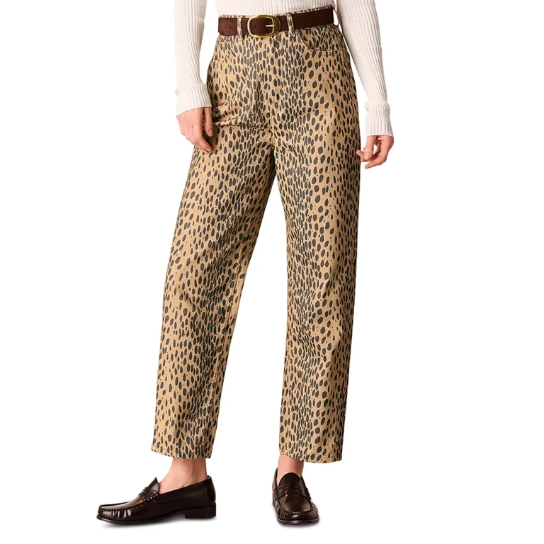Whistles Animal Print Barrel Leg Pants