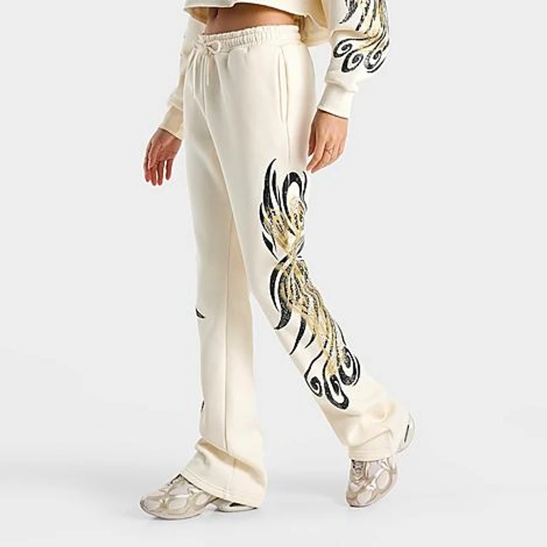 Smoke Rise Women's Ruby High-Rise Bootcut Fleece Pants in Turtledove Size: XS