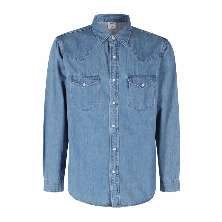Edwin Western Shirt Jp Blue Cotone Camicia - Men