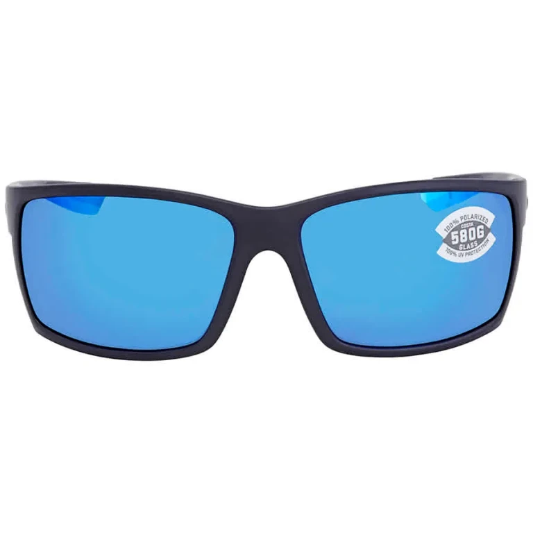 Costa Del Mar REEFTON Blue Mirror Polarized Glass Rectangular Mens Sunglasses RFT 01 OBMGLP 64