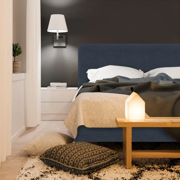 Brianna Navy Full Platform Bed - Skyline Furniture