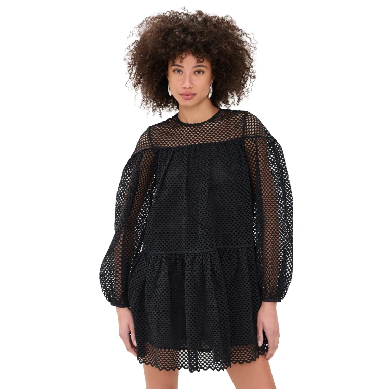 Ulla Johnson Jaclyn Eyelet Cotton Mini Dress Noir 4