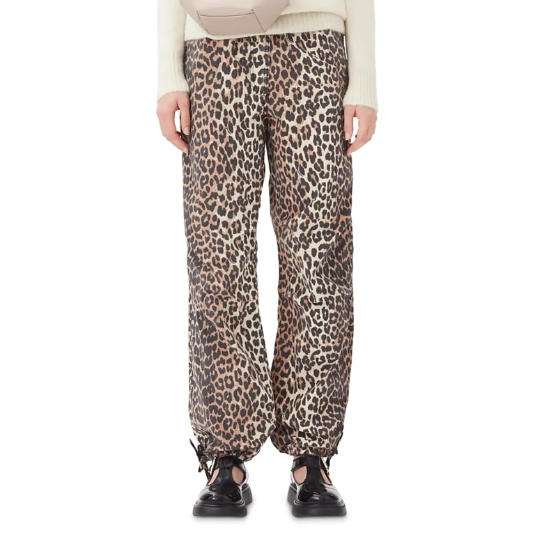 Ganni Leopard Print Drawstring Pants