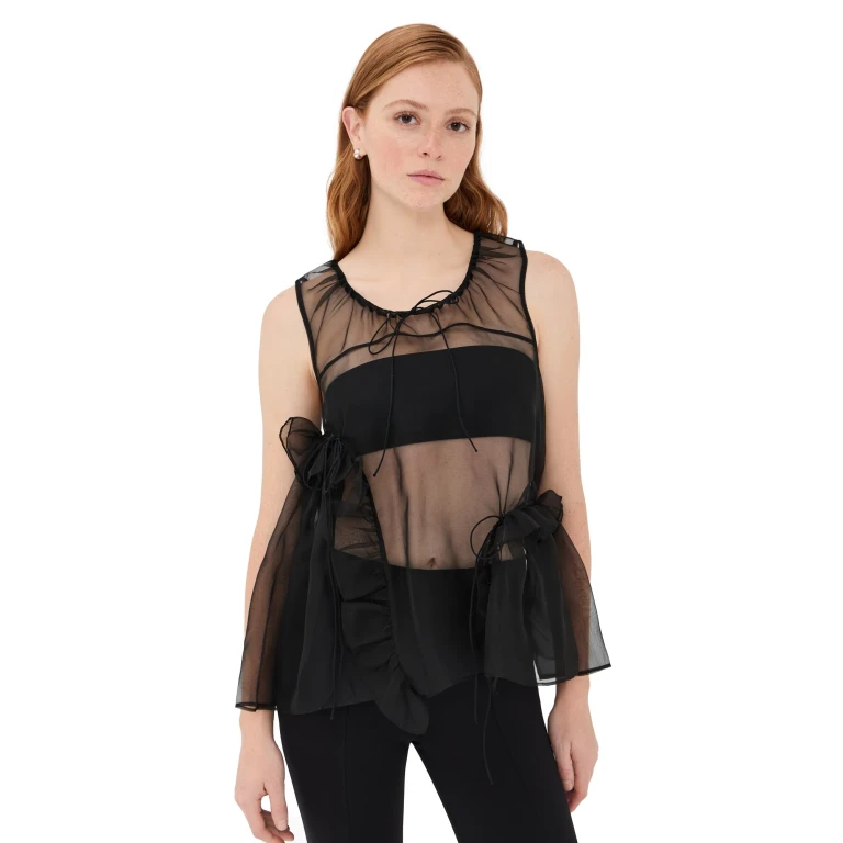 Cecilie Bahnsen Silk Organza Orsalina Top Black 6